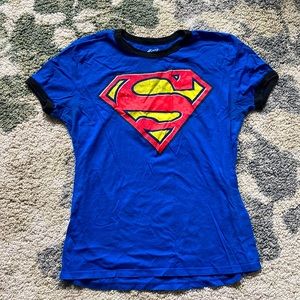 TM DC Comic Womens T Shirt Small Blue Superman T-Shirt Graphic